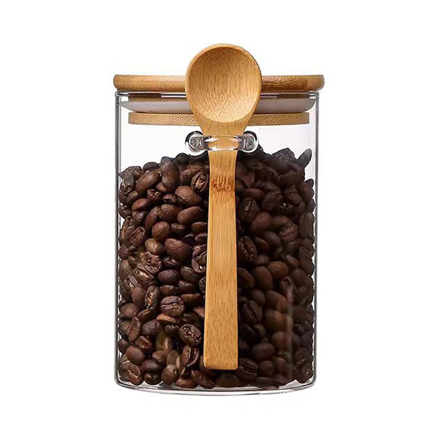 Glass Coffee Canister with Bamboo Lid & Scoop (Set of 2)