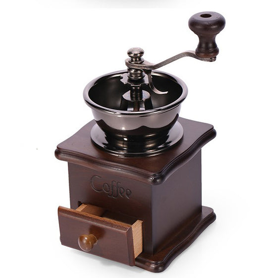 Vintage beechwood coffee grinder, detail view 2