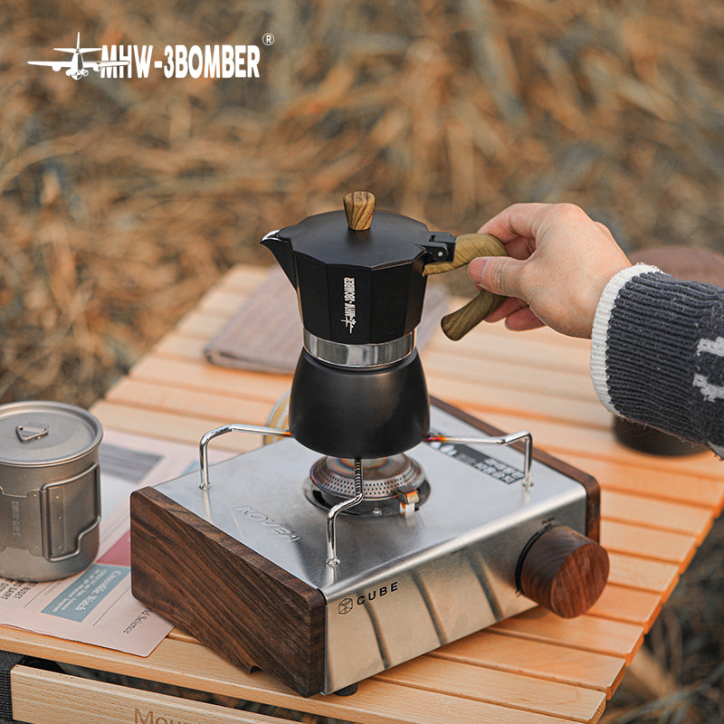 Premium Moka Pot with Wooden Handle — Stovetop Espresso Maker (150ml & 300ml)