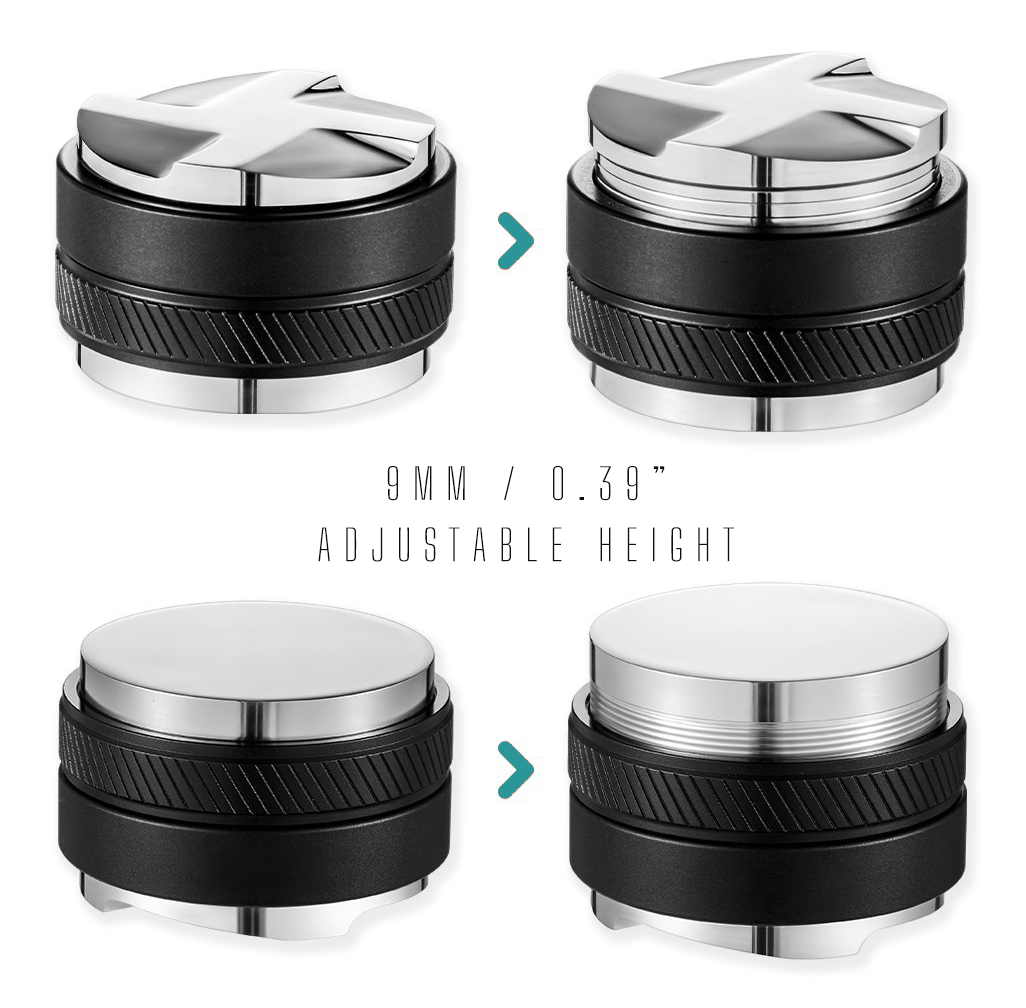 53mm 2-in-1 Adjustable Espresso Distributor with Fan Shaped Base