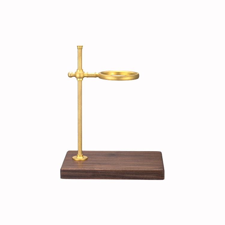 Copper pour-over stand on walnut base