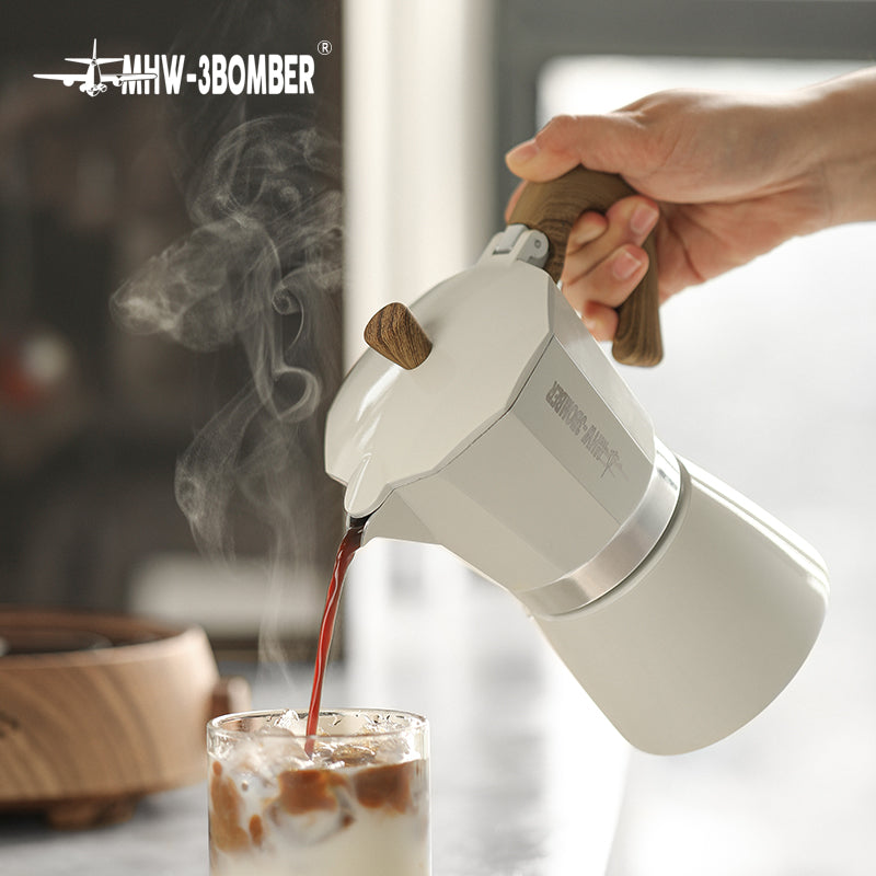 Premium Moka Pot with Wooden Handle — Stovetop Espresso Maker (150ml & 300ml)