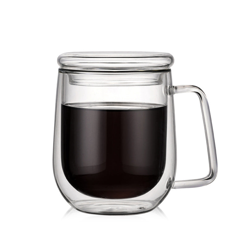 Borosilicate Double-Wall Glass Cup with Glass Lid