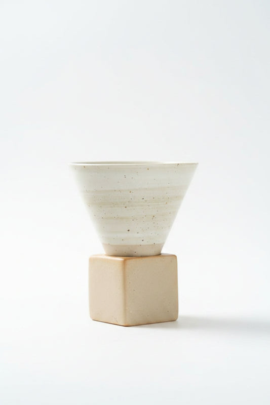 Stoneware Espresso Cup with Vintage Ceramic Base