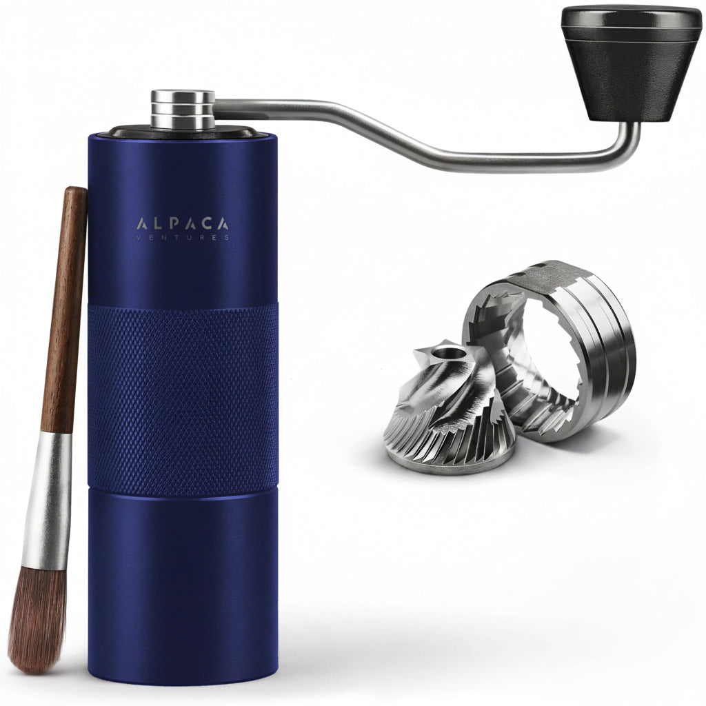 Stainless Steel Blue Manual Conical Burr Coffee Grinder