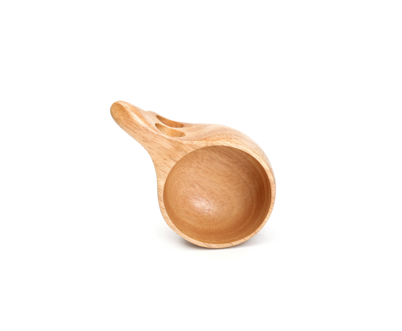 Solid Piece 'Two-Finger' Loop Handle Wooden Coffee Cup