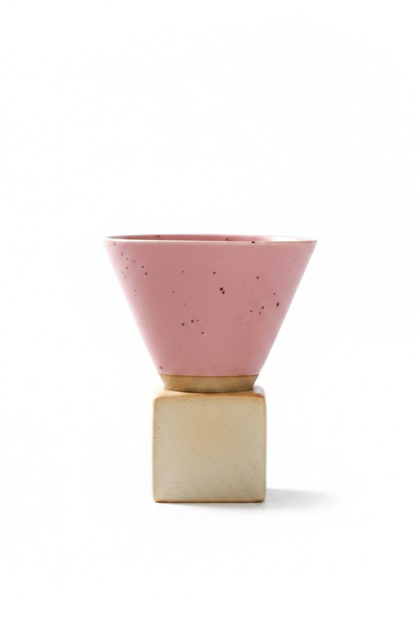 Stoneware Espresso Cup with Vintage Ceramic Base