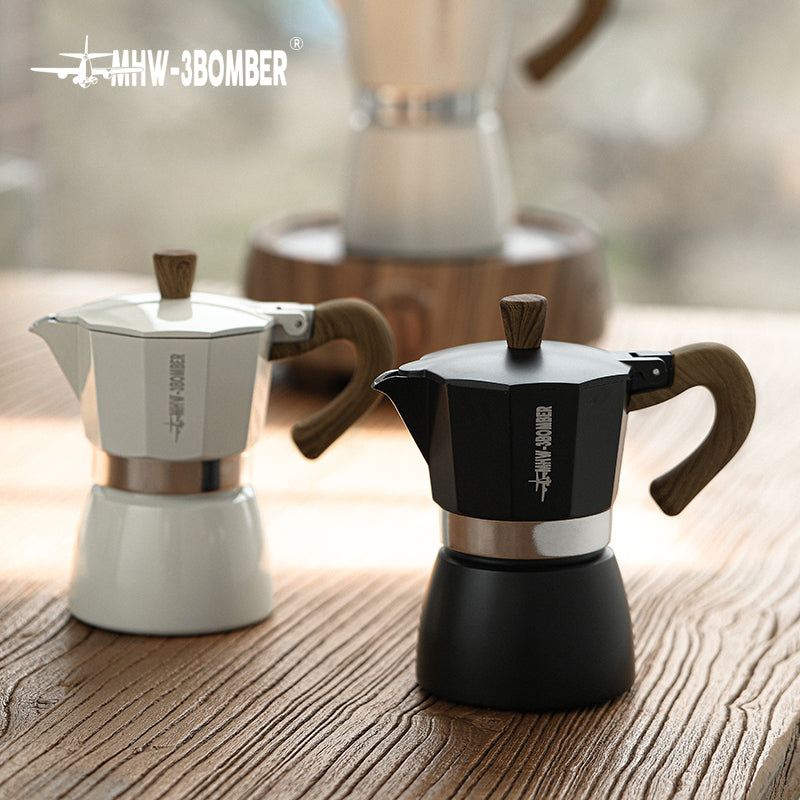 Premium Moka Pot with Wooden Handle — Stovetop Espresso Maker (150ml & 300ml)