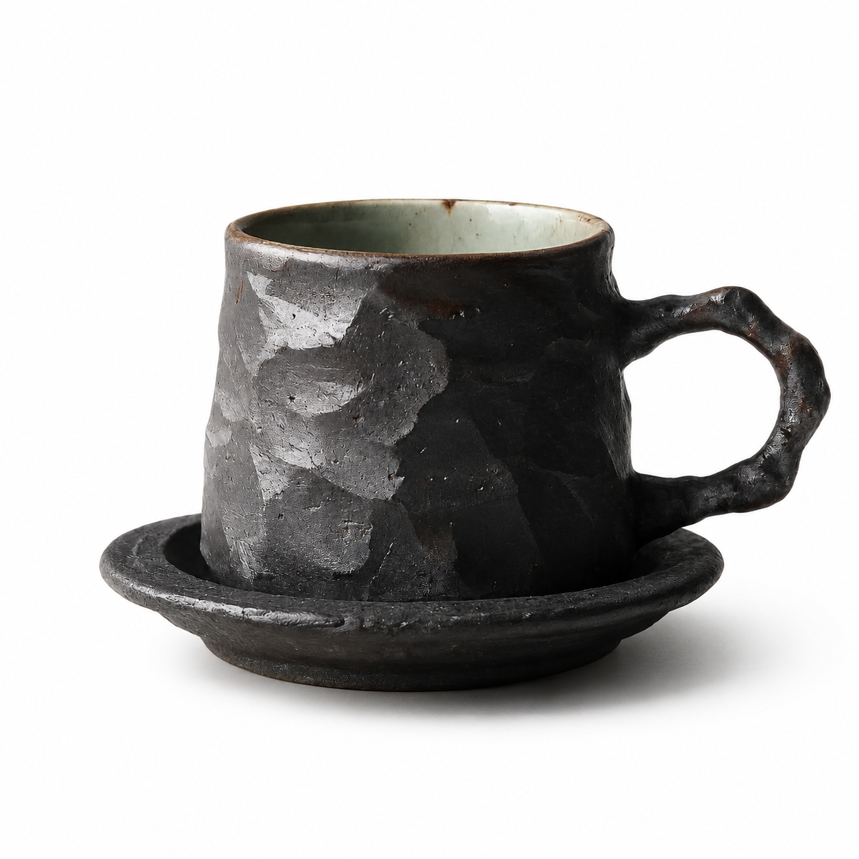 Japanese Vintage Ceramic Coffee Cup and Saucer Set