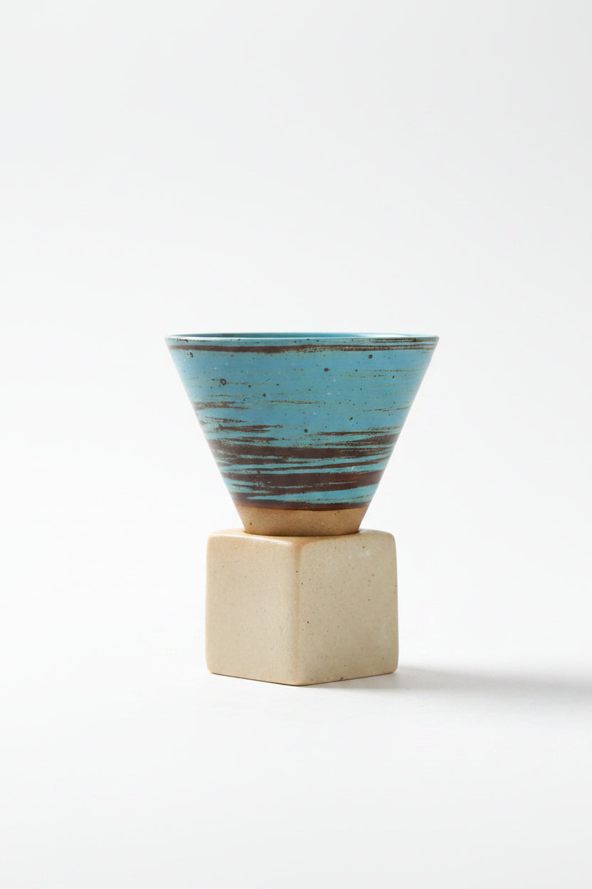 Stoneware Espresso Cup with Vintage Ceramic Base