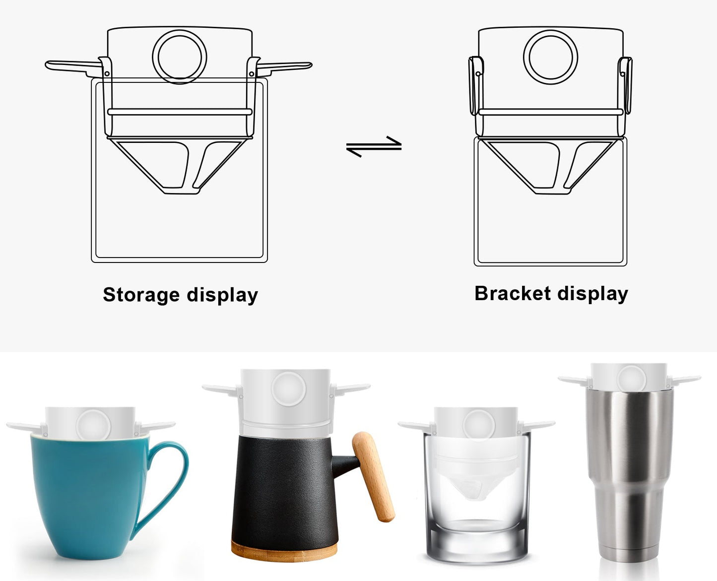 Reusable Folding Coffee Filter — Double-Layer 304 Stainless Steel