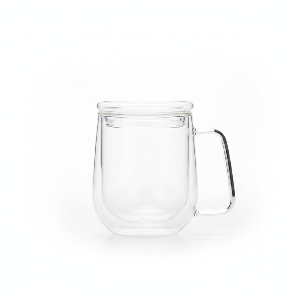 Borosilicate Double-Wall Glass Cup with Glass Lid