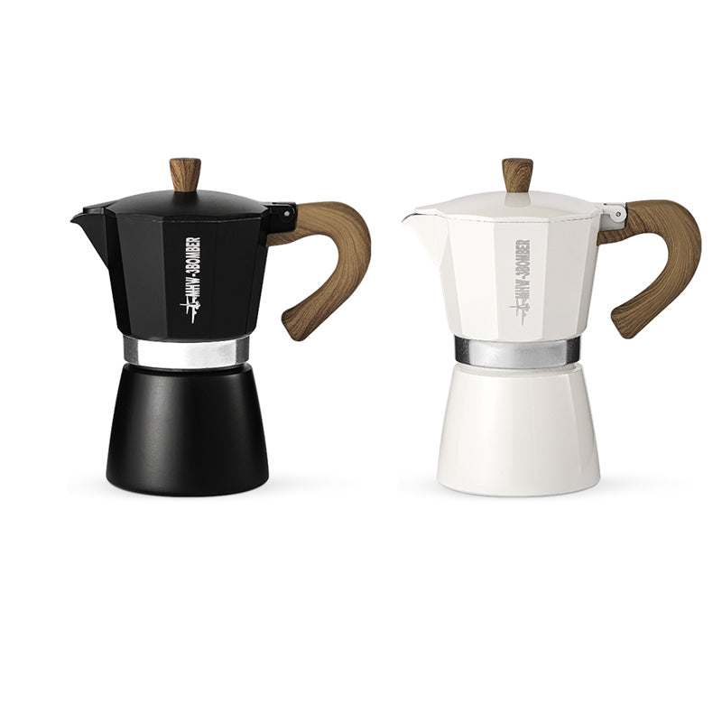 Premium Moka Pot with Wooden Handle — Stovetop Espresso Maker (150ml & 300ml)