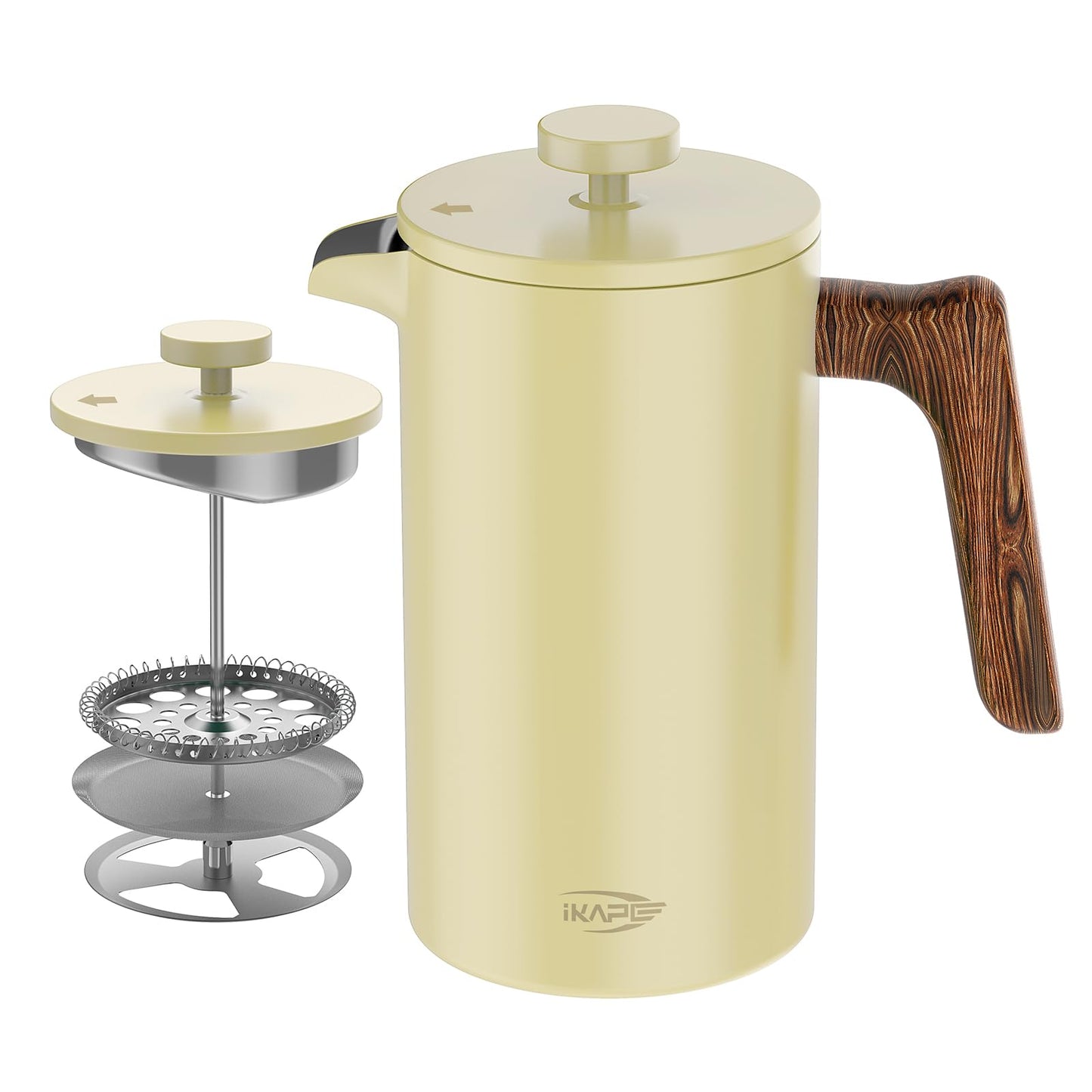 The Stainless Steel French Press — Wood Handle & 4 Layer Filter