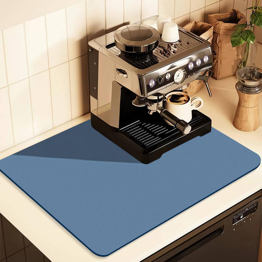 Hide-Stain Coffee Bar Mat — Absorbent Rubber, 12 x 19 in