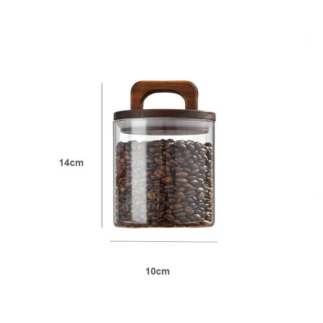Airtight glass coffee canister with wood lid, alternate view 6