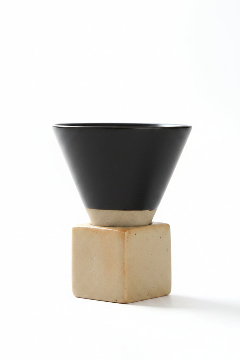 Stoneware Espresso Cup with Vintage Ceramic Base