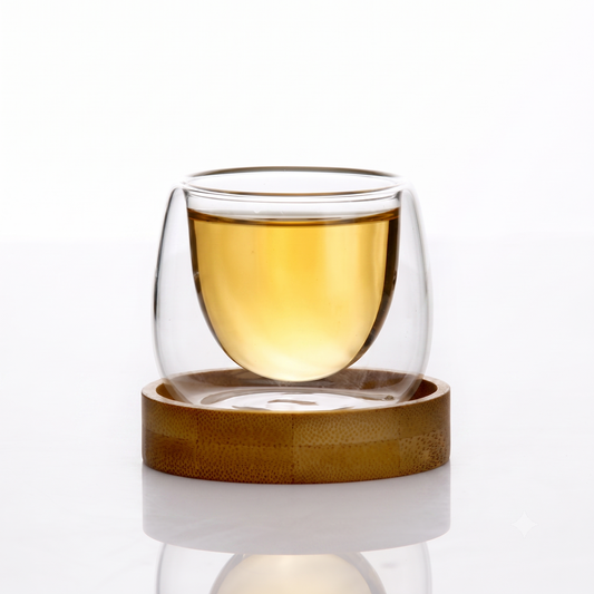 Handcrafted Double-Wall Borosilicate Glass Espresso and Coaster Set