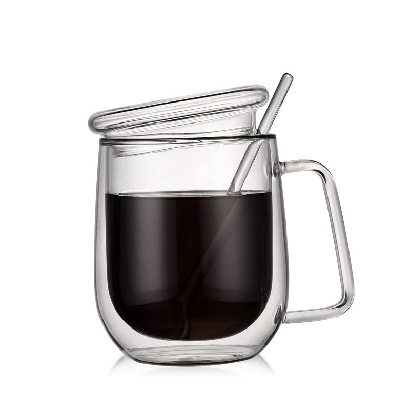 Borosilicate Double-Wall Glass Cup with Glass Lid