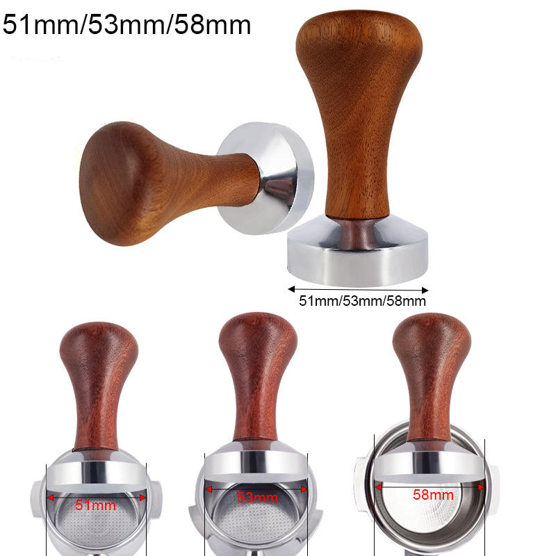 Rosewood Flat Tamp Espresso Press in 51mm, 53mm, and 58mm
